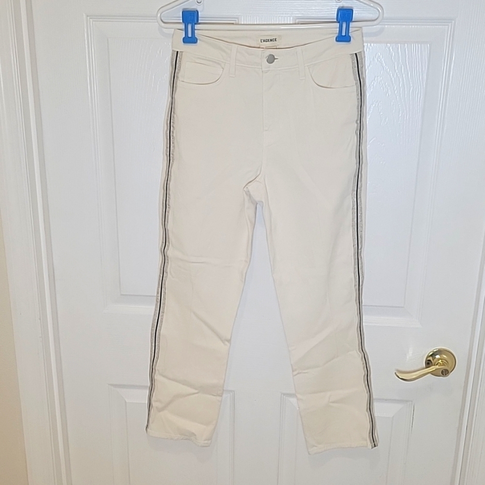 L agance cream color skinny jeans size 27